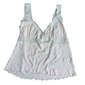 Vintage Lauren Ralph Lauren Pink Pointelle Lace Knit Cotton Top Small Coquette